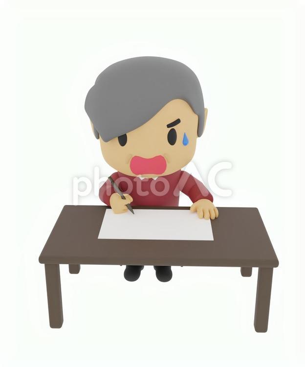 資格勉強や仕事する私服老人のおじさん 健康,カジュアル,シニアの写真素材