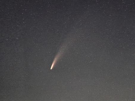 ネオワイズ彗星のある星空の写真