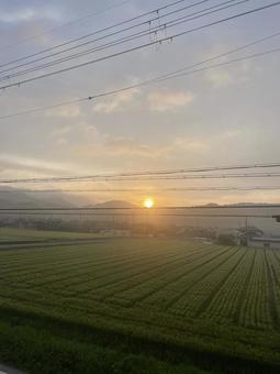 田舎の朝焼け 田舎の朝焼けの写真