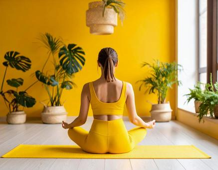 光あふれる空間で心を整えるヨガの時間の写真