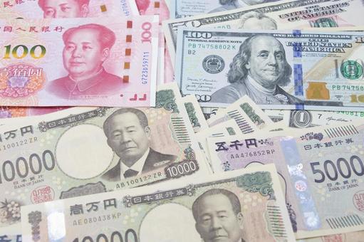 日本円 中国元 ドル 日本円,中国元,ドルの写真素材