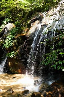 勢いよく流れ落ちる滝と水しぶき 滝,渓流,渓谷の写真素材