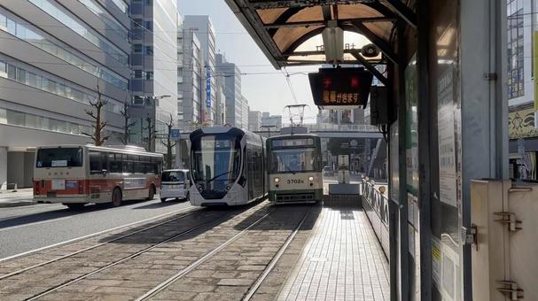 広島市内の路面電車 広島市内の路面電車 広島,路面電車,屋外の写真素材