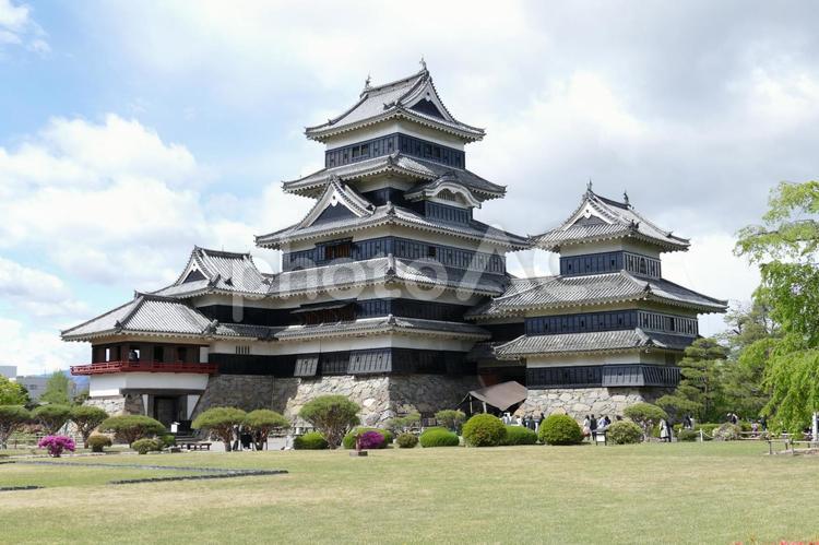 松本城から　長野県 松本城,城,城下町の写真素材