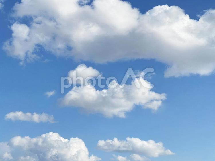秋の青い空と白い雲 空,雲,晴れの写真素材