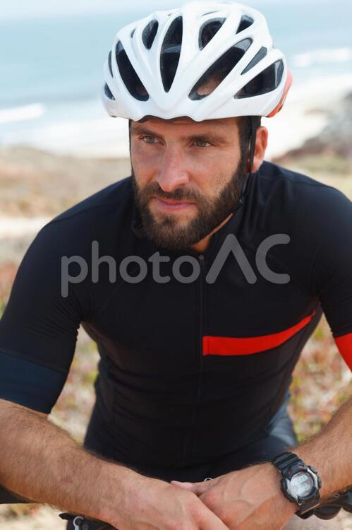 サイクリング中の男性62 サイクリング,男性,自転車の写真素材