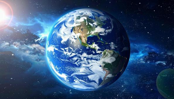 宇宙から見た地球　宇宙空間の写真