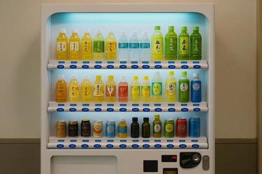 自動販売機に並ぶ飲料 自動販売機に並ぶ飲料の写真