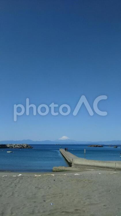 堤防と海と富士山 堤防,海,富士山の写真素材