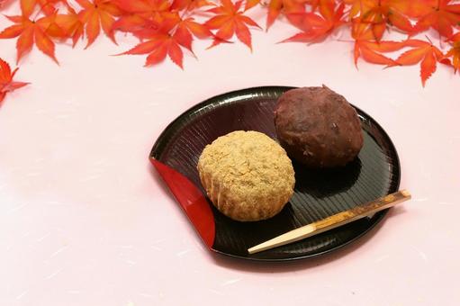 Autumn leaves and kinako bush clover, JPG Autumn leaves and kinako bush clover, JPG