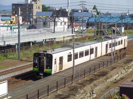 Photo, 2-car train, each station, pink, 