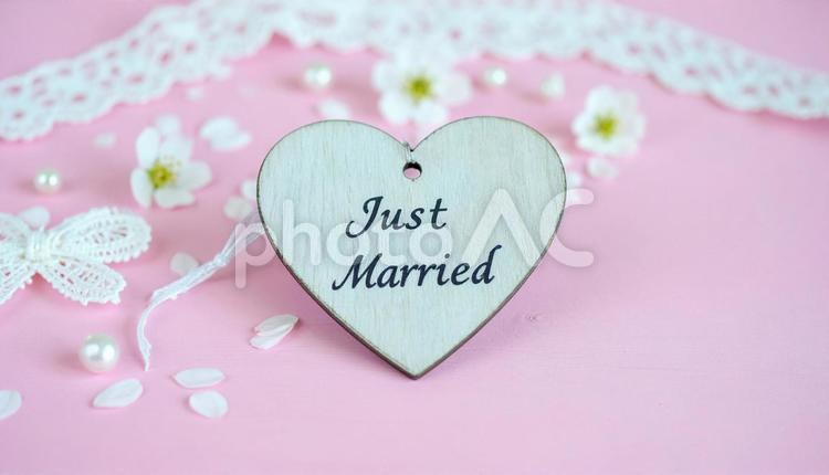 Just Marriedとハートマーク just,married,ハートの写真素材