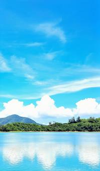 White clouds reflected in the sea, JPG
