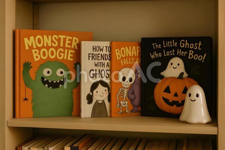 棚のハロウィン絵本 ハロウィン,絵本,児童書の写真素材