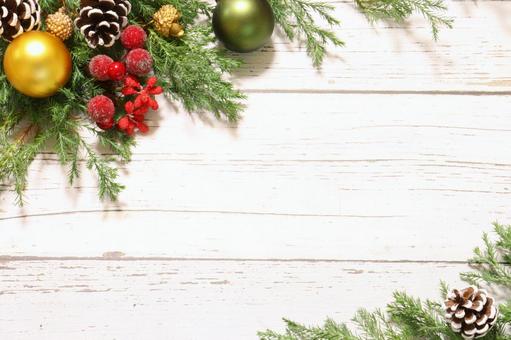 クリスマスイメージの飾り枠　５ クリスマス,フレーム,木目の写真素材