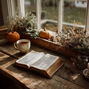 秋の窓辺で読書とコーヒー 秋の窓辺で読書とコーヒーの写真