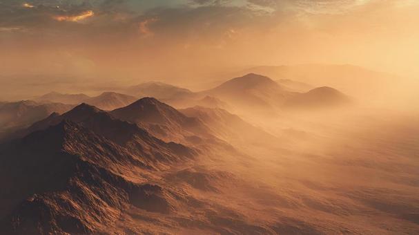 異世界を思わせる広大な砂漠の風景 異世界を思わせる広大な砂漠の風景 砂漠,山脈,荒野の写真素材