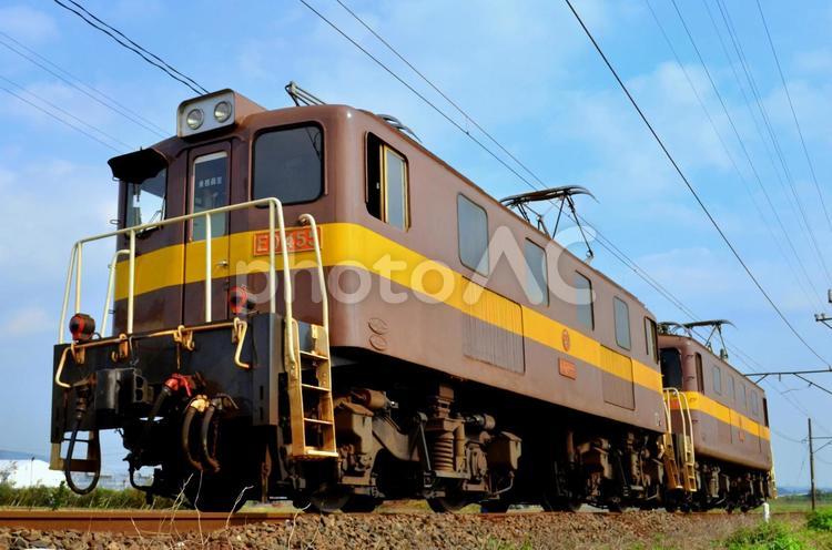 重連の電気機関車 山,電車,三岐鉄道の写真素材