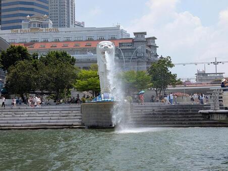 マーライオン マーライオン,町並み,シンガポールの写真素材