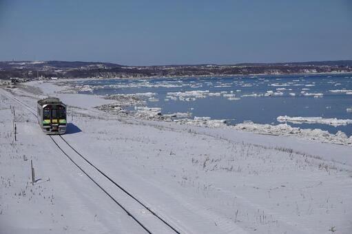 北海道2 知床,北浜駅,白い風景の写真素材