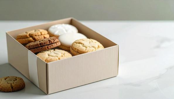 箱入りの素朴なクッキー 箱入りの素朴なクッキーの写真