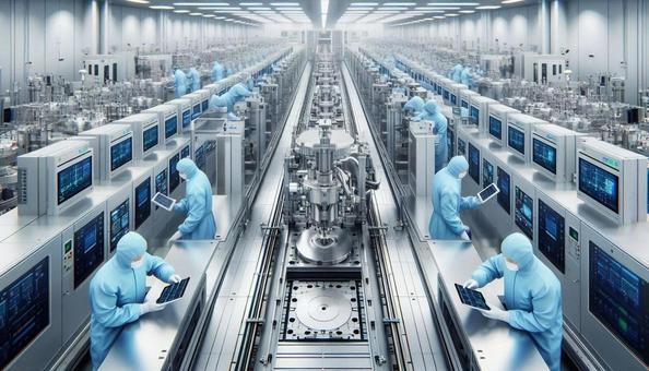 半導体組立てラインのウェハーハンドリングの写真