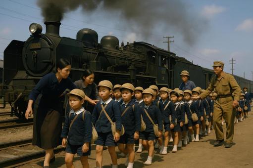 学童疎開の風景 学童疎開の風景の写真