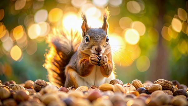 ニホンリス_食事中2の写真