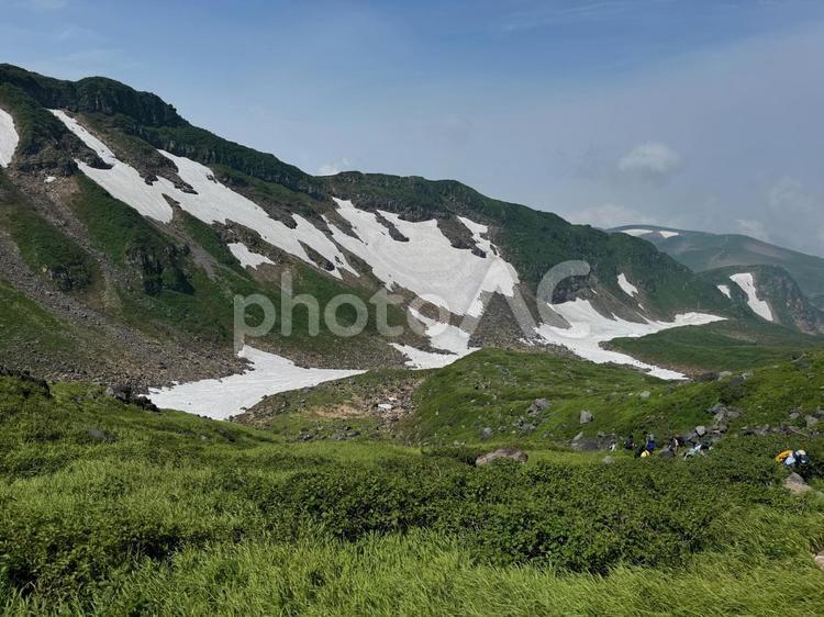 鳥海山　夏の雪渓 鳥海山,雪渓,夏の雪渓の写真素材