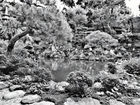 鳥取県-石谷家住宅-石谷氏庭園-白黒 鳥取県-石谷家住宅-石谷氏庭園-白黒の写真