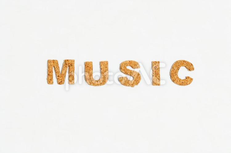 MUSIC　文字素材　コルク　白バック music,音楽,ミュージックの写真素材