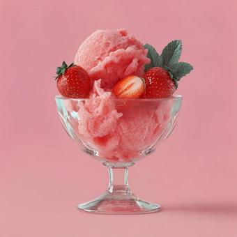 美味しそうな苺のシャーベット 美味しそうな苺のシャーベットの写真