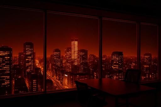 赤色に染まる都会の夜景 赤色に染まる都会の夜景の写真