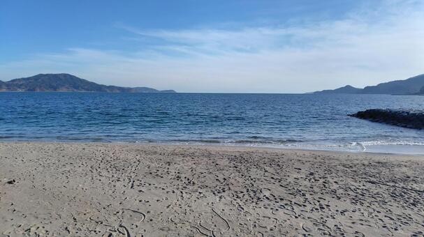 穏やかな秋の海 秋,海,浜の写真素材
