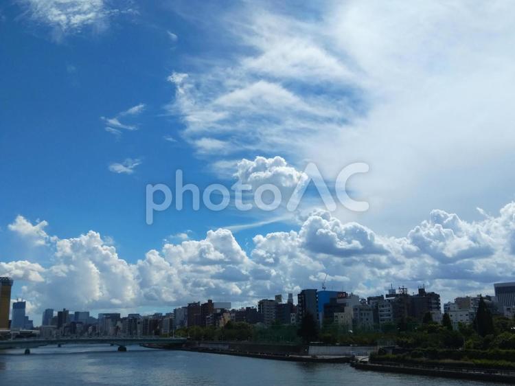 もこもことした可愛い積雲 空,青空,白い雲の写真素材