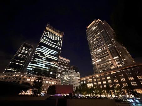 夜の東京駅 東京駅,東京,夜景の写真素材