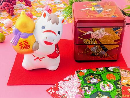 可愛い午年の年賀状8 お正月,年賀状,新年の写真素材