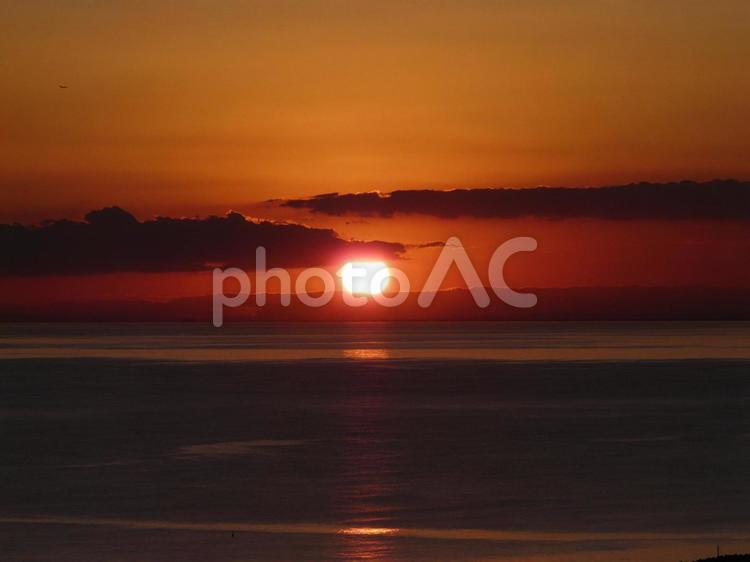 犬吠埼の夕日１ 犬吠埼,夕日,夕暮れの写真素材