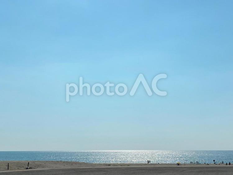 日本海の砂浜と空3 空,海,砂の写真素材