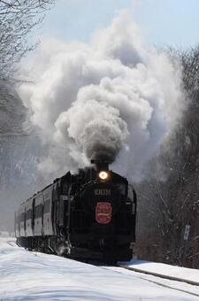 ＳＬ冬の湿原号 sl,釧網線,蒸気機関車の写真素材