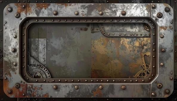 スチームパンクなフレーム 金属質 背景 スチームパンクなフレーム 金属質 背景の写真