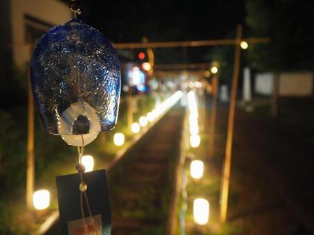 風鈴と行燈 小樽,旧手宮線,廃線の写真素材