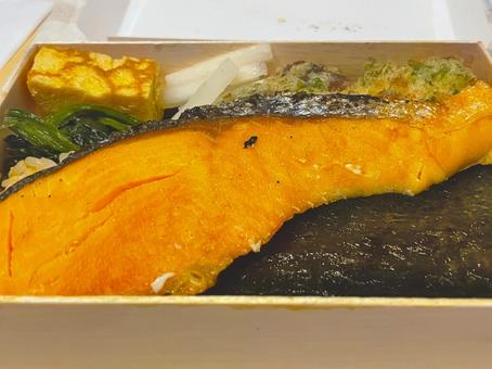 鮭のり弁当 鮭のり弁当 弁当,鮭,焼鮭の写真素材