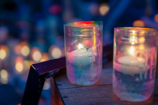 A fantastic night view of glass candles, JPG A fantastic night view of glass candles, JPG