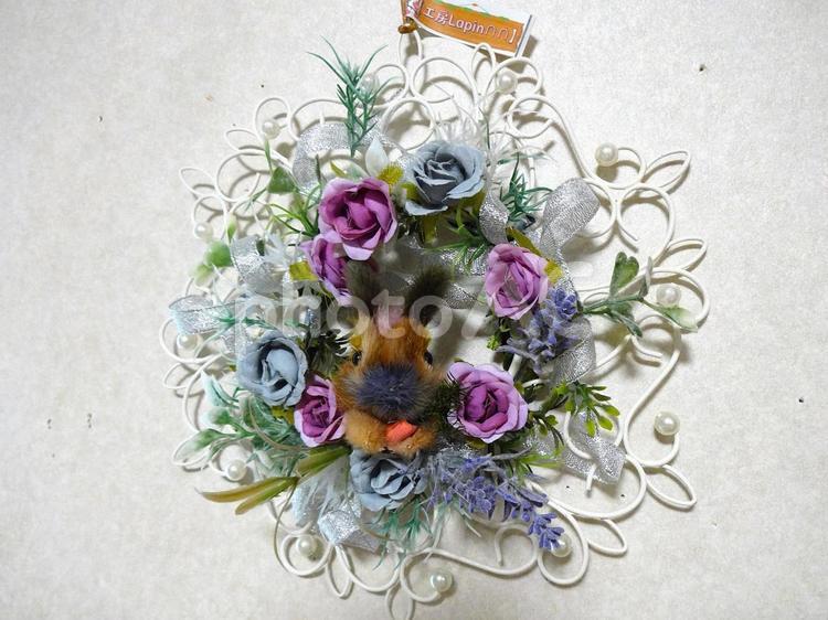 【工房 Lapin】うさぎワイヤーリース ハンドメイド,ワイヤーリース,うさぎの写真素材