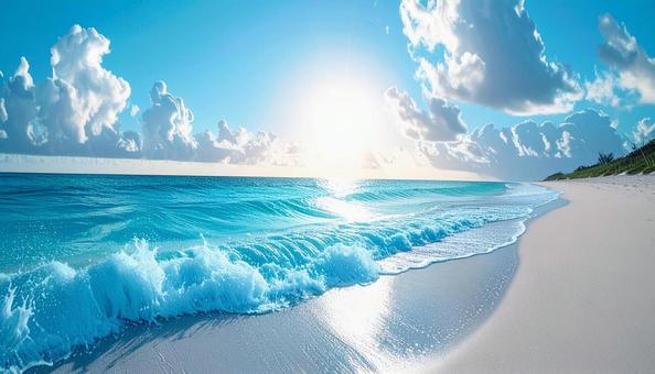 青い海の大きな波 青い海の大きな波の写真