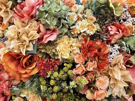 オレンジ系の造花 フラワー,鮮やか,オーナメント（アート）の写真素材