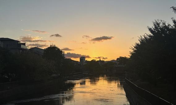 マジックアワー 夕焼け,自然,空の写真素材