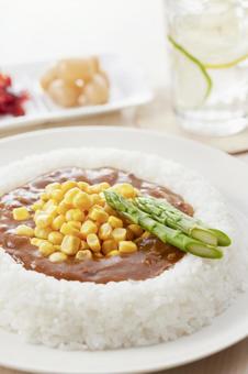 カレーライス(アスパラガスとコーン) カレーライス(アスパラガスとコーン) カレーライス,カレー,アスパラガスの写真素材