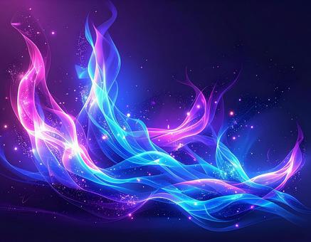 ネオンカラーのエネルギー波の写真